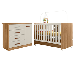 Conjunto Bebê Berço Encanto e Cômoda Pérola sem Colchão Nature Off White - Peternella - 5