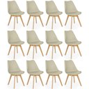 Ver imagem 1 de Conjunto 12 Cadeiras de Jantar Eames Wood Leda Design Estofada - Nude