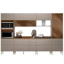 Ver imagem 1 de Cozinha Modulada Proença 6 Peças com Cristaleira e Balcão 80cm Nogueira Touch/nude Prime Tx -
