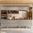 Ver imagem 2 de Cozinha Modulada Proença 6 Peças com Cristaleira e Balcão 80cm Nogueira Touch/nude Prime Tx -