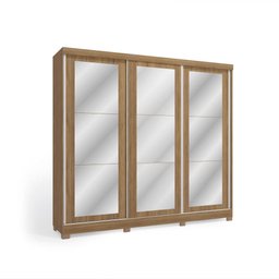 Guarda-roupa Casal 100% Mdf Kappesberg 3 Portas de Correr com Espelhos 8 Gavetas Nogueira - 4