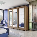 Ver imagem 1 de Guarda-roupa Casal 100% Mdf Kappesberg 3 Portas de Correr com Espelhos 8 Gavetas Nogueira