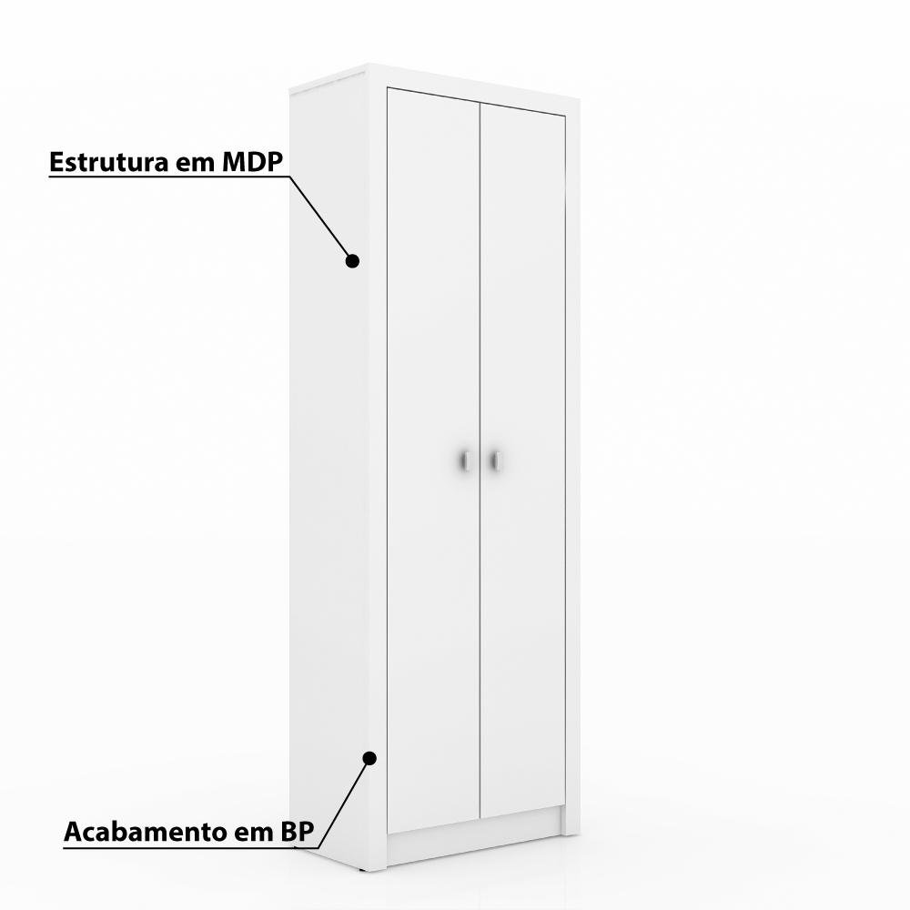 Armário Multiuso 2 Portas 4 Prateleiras Tecno Mobili - Branco - 2