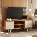 Ver imagem 2 de Bancada para TV Lisboa até 55 Polegadas 136cm MDP Off White e Cinamomo Madetec Móveis