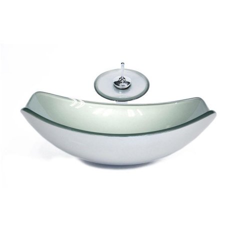 Cuba de Vidro Oval 51cm Prata + Valvula + Torneira Cascata
