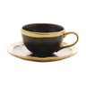 Xícara P/Café C/Pires de Porcelana Preto Fosco/Dourado Dubai 90ml Wolff - 1