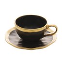Ver imagem 3 de Xícara P/Café C/Pires de Porcelana Preto Fosco/Dourado Dubai 90ml Wolff