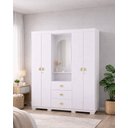 Ver imagem 1 de Guarda-roupa Capelinha Aurora C/ Espelho e Chave - Branco/camarim Flex Vila Rica