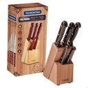 Ver imagem 4 de Jogo de Facas Tramontina Polywood Lâmina Inox Cabo Madeira Tratada Castanho C/suporte Madeira 6pçs