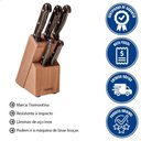 Ver imagem 2 de Jogo de Facas Tramontina Polywood Lâmina Inox Cabo Madeira Tratada Castanho C/suporte Madeira 6pçs