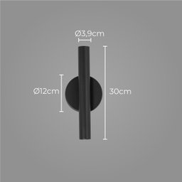 Arandela Tubo Cilindro Preto 30cm 2 Fachos P/ 2 Mr11 St2773 - 3