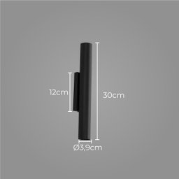 Arandela Tubo Cilindro Preto 30cm 2 Fachos P/ 2 Mr11 St2773 - 2