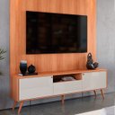 Ver imagem 3 de Rack Bancada para Tv de até 60" 1 Porta 2 Gavetas Rivire 1.3 Jequitiba/off White