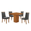 Ver imagem 2 de Mesa de Jantar Eloise Lira 4 Lugares Quadrada MDF 90cm Grafite Moderna