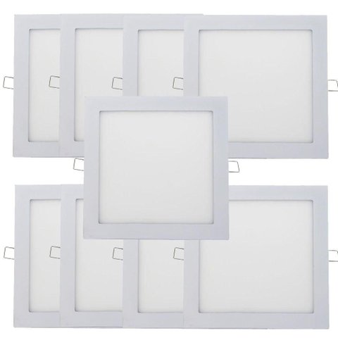 Kit 9 Plafon Painel LED Luminária Downlight 25W Embutir