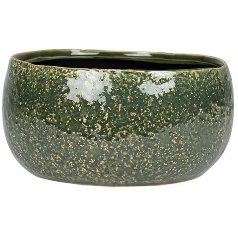 Bacia de Cerâmica Artesanal Verde Mischa 21x11cm Ts Brasil