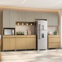Ver imagem 1 de Cozinha 6 Peças 12 Portas 5 Gavetas 350cm 100% MDF Simone Mendes Cinza/Carvalho/Greige
