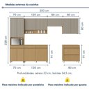 Ver imagem 3 de Cozinha 6 Peças 12 Portas 5 Gavetas 350cm 100% MDF Simone Mendes Cinza/Carvalho/Greige