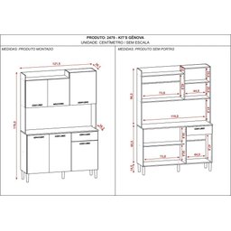 Armário de Cozinha Pequeno 6 Portas 1 Gaveta Genova Kits Paraná - 10