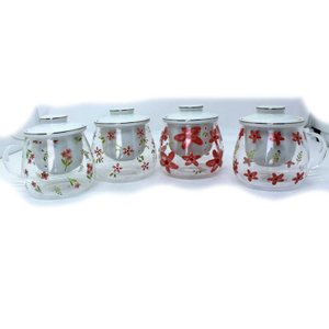 Xícara de Chá Vidro Transpar.flowers C/infusor Porcelana 380ml - Unidade