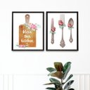 Ver imagem 2 de Kit 2 Quadros Decorativos Cozinha Abençoada 33x24cm - com Vidro:madeira Branca