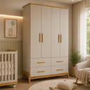 Ver imagem 7 de Guarda Roupa Infantil Peroba Guti Retro Off White Amêndoa