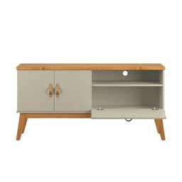 Rack / Bancada Si Estlio Retrô 1.40m para Tv até 55'' Cor Off White / Cinamomo Pt - 2