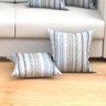 Capa Almofada Listrada Azul Kit com 4 Unidades 45cm x 45cm Tecido Jacquard com zíper - 4