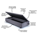 Ver imagem 4 de Cama Box Baú Solteiro 88x188x42cm Suede com Pistão a Gás