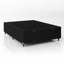 Cama Box Baú Casal - 44x138x188cm - Couro Preto - 2