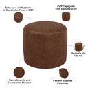 Ver imagem 5 de Puff Redondo 50cm Sala de Estar Living Coliseu W01 Couríssimo Marrom - Lyam Decor