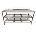 Ver imagem 2 de Mesa Aço Inox Profissional 150x70x90 cm com 2 Prateleiras Fenestradas com Espelho Nortinox