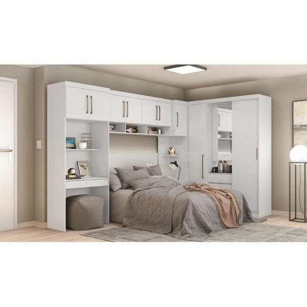 Quarto Casal Modulado 6 Peças Modena 77019 Branco Demobile - 4