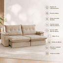Ver imagem 3 de Sofa Retratil/Reclinavel 3 Lugares Florida Bege Fatto
