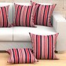 Capa para Almofada Listrada Vermelha Grande 2 Unidades 60cm x 60cm Tecido Jacquard - 4