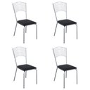 Ver imagem 1 de Kit 4 Cadeiras de Jantar Aço com Assento Estofado Multimóveis CR50273 Cromado/Preto