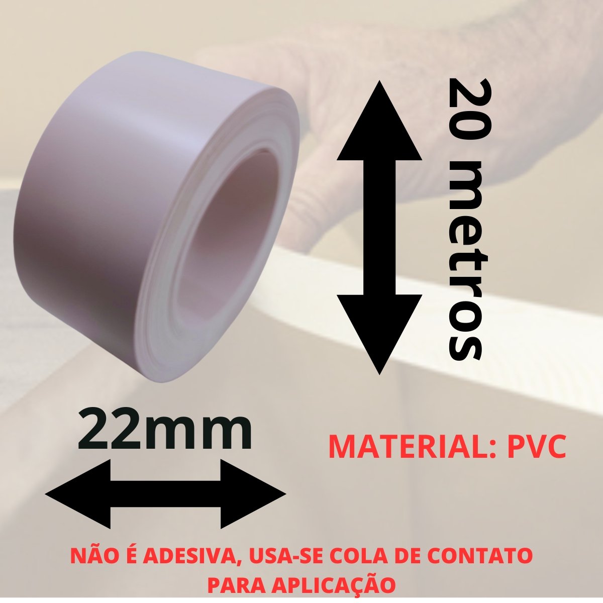 Fita de Borda Pvc para Mdf Rosa Milk Shake Guararapes 22mm X 20m Moveis Rosinha - 3