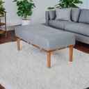 Ver imagem 2 de Puff Retangular Mini Recamier em Linho e Madeira Maciça 80 Cm