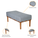 Ver imagem 3 de Puff Retangular Mini Recamier em Linho e Madeira Maciça 80 Cm