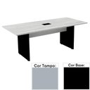 Ver imagem 1 de Mesa de Reunião com Caixa de Tomada Retangular 200 x 90 cm Pé Painel PE25 em MDP Cinza Base Preta