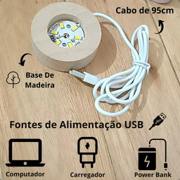 Luminária Abajur Sistema Solar 3d em Cristal Base de Madeira - Temas Sortidos - 7