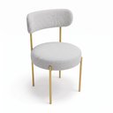 Ver imagem 3 de Cadeira Sala Jantar Margara Kit 8 Base Aço Dourado Linho D03 - D'Rossi