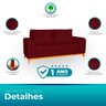 Sofá 3 Lugares Memphis Ultra Conforto em Madeira Maciça e Suede Bordo - Jylcrom - 5