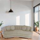 Ver imagem 2 de Sofá Curvo 3 Lugares Orgânico Sala Recepção Escritório Decorativo Luxo Panamá 200cm Linho