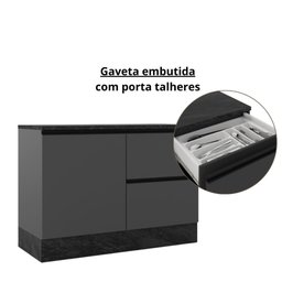 Kit Etna 2 Balcões para Pia e Cooktop Poliman Móveis - 3 Kit Etna 2 Balcões para Pia e Cooktop Poliman Móveis - 3