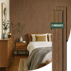 Kit 2 Painel Ripado de Madeira Natural Acústico Ikara - 270x32cm