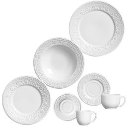 Jogo de Jantar 42 Peças Branco Cerâmica Madeleine Porto Brasil - 2