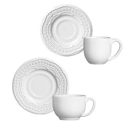 Jogo de Jantar 42 Peças Branco Cerâmica Madeleine Porto Brasil - 6