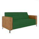 Ver imagem 1 de Sofá Living Decorativo Houston 2 Lugares 180cm Pés em Metal Veludo/ Pu Verde/ Caramelo G33 - Gran Be