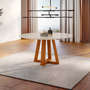 Ver imagem 1 de Mesa de Jantar Floripa 110cm Tampo Redondo Vidro Móveis Minas Off White